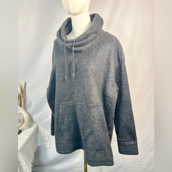 EUC Nike Heather Black Therma Fleece Cozy Cowl Pullover Sweater - Picture 8 of 16